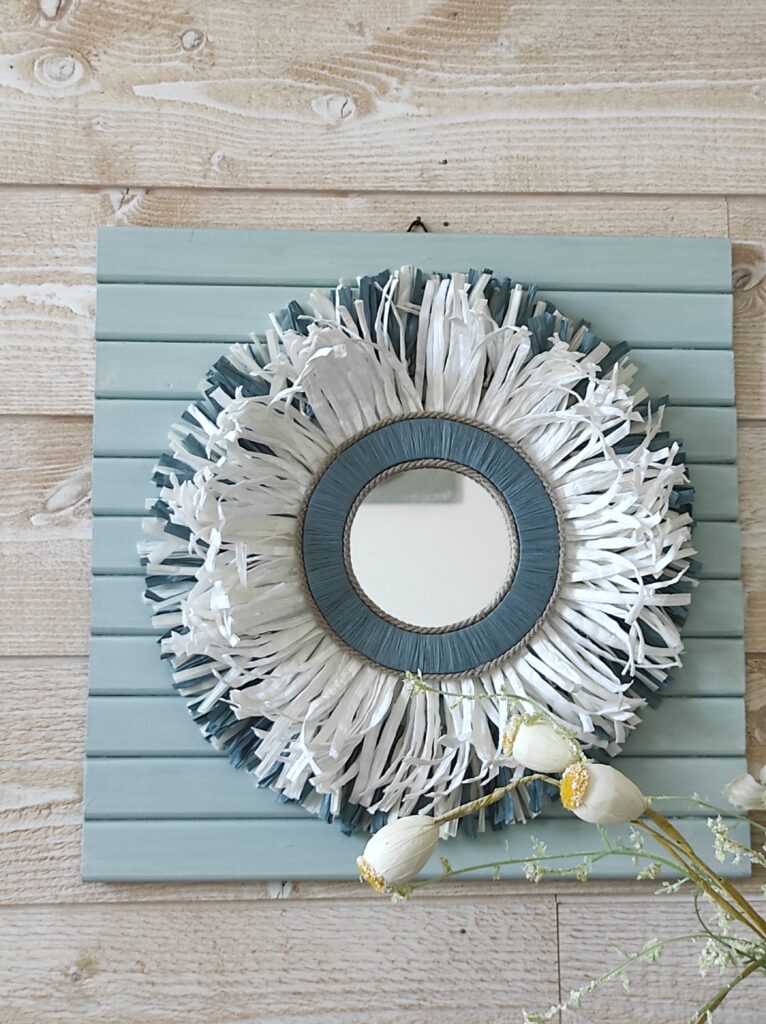 Petit tableau miroir dans les tons bleu-vert océan Ju0205