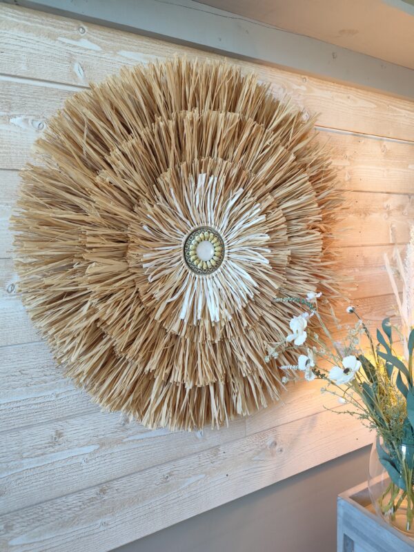 Décoration murale, style jujuhat tout en raphia naturel sur 4 niveaux Ju0264