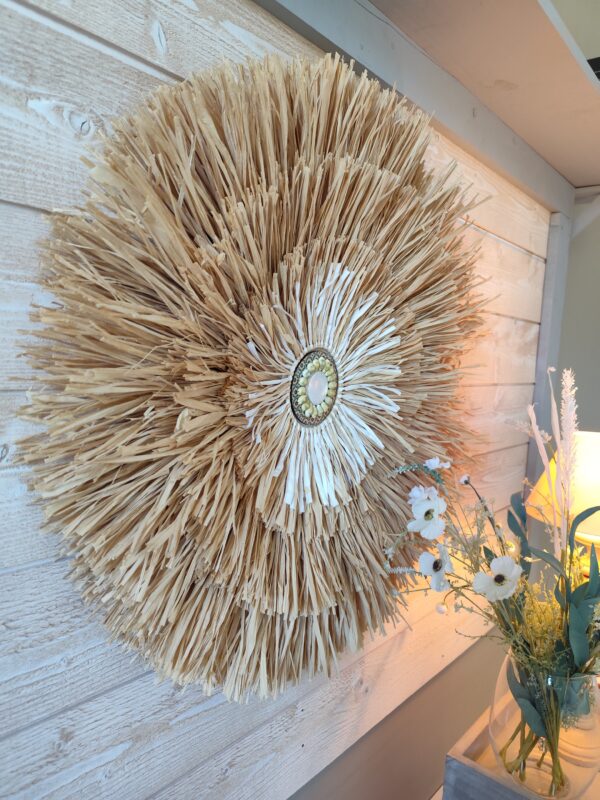 Décoration murale, style jujuhat tout en raphia naturel sur 4 niveaux Ju0264