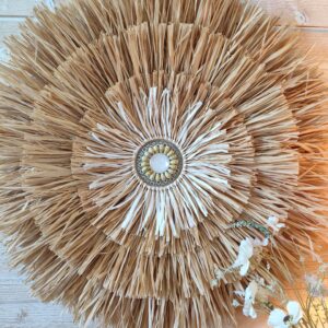 Décoration murale, style jujuhat tout en raphia naturel sur 4 niveaux Ju0264