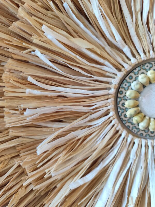 Décoration murale, style jujuhat tout en raphia naturel sur 4 niveaux Ju0264