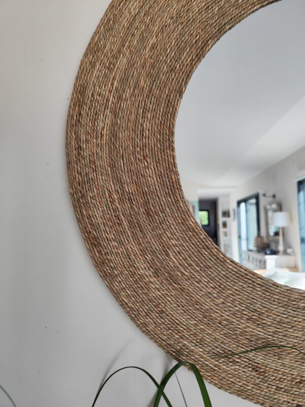Grand miroir cerné d’un cordage en algues marine Ju265