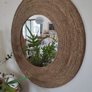 Grand miroir cerné d'un cordage en algues marine Ju265